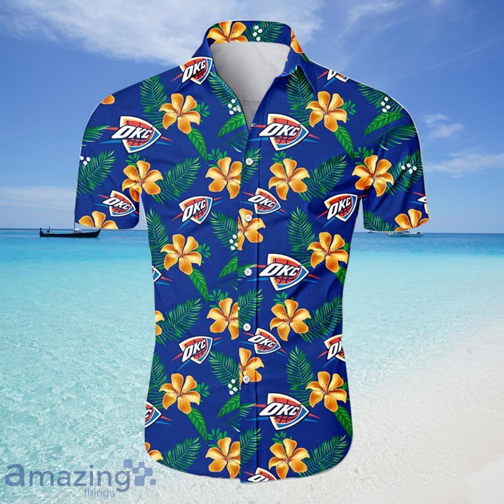 Oklahoma City Thunder NBA Hawaiian Shirt Tropical Flower For Fans - Oklahoma City Thunder NBA Hawaiian Shirt Tropical Flower For Fans
