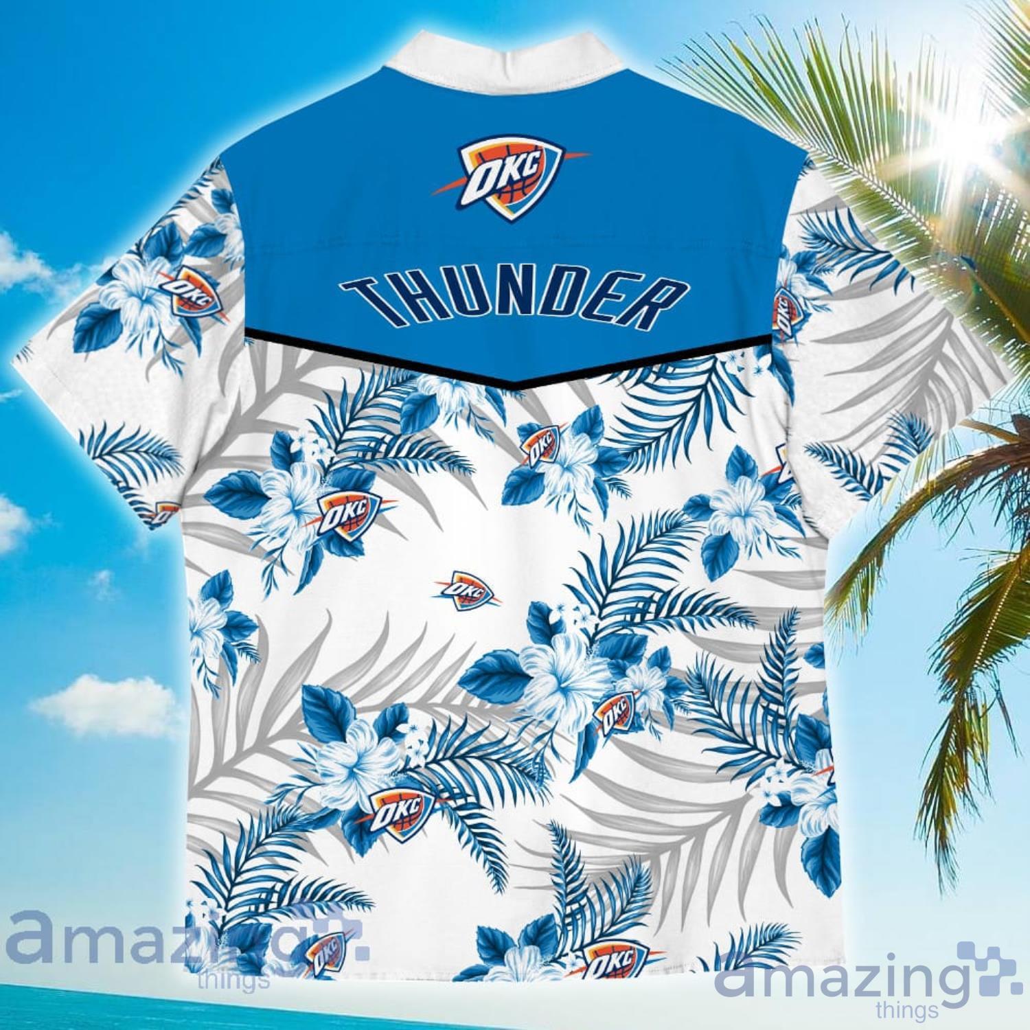 Oklahoma City Thunder Sports American Tropical Flower Patterns Hawaiian Shirt image Oklahoma City Thunder Sports American Tropical Flower Patterns Hawaiian Shirt Product Photo 3