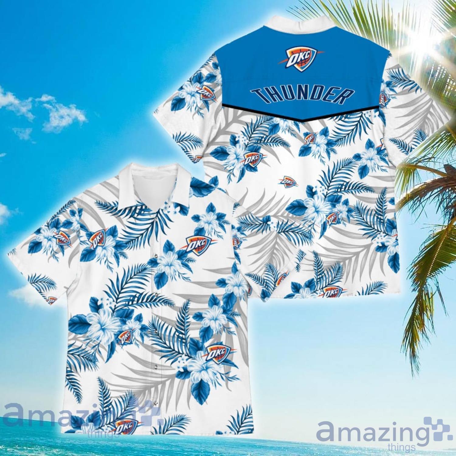 Oklahoma City Thunder Sports American Tropical Flower Patterns Hawaiian Shirt Product Photo 1