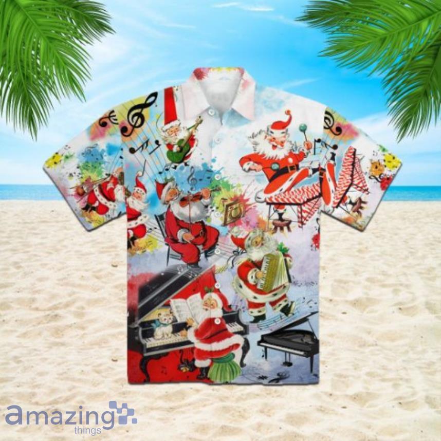 Party Music On Christmas Summer Shirt Short Sleeves Hawaiian Shirt Product Photo 1