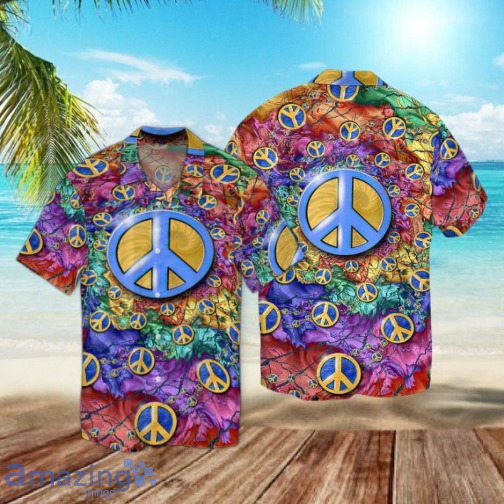 Peace Love Hippie Short Sleeves Hawaiian Shirt Product Photo 1