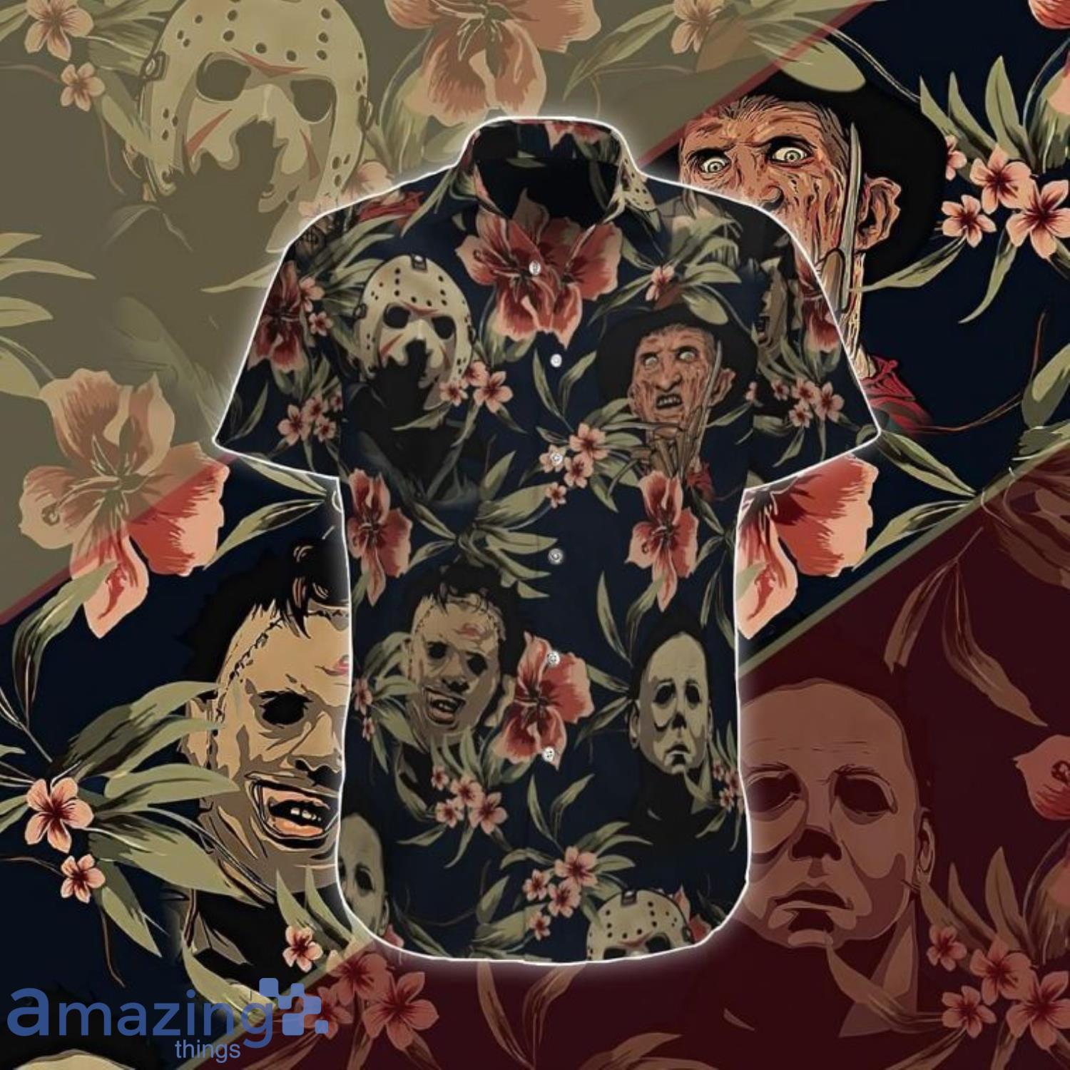 Pennywise Flowers Black  Print Short Sleeves Hawaiian Shirt Product Photo 1