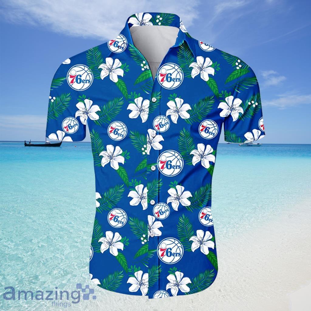 Philadelphia 76ers NBA Hawaiian Shirt Tropical Flower For Fans - Philadelphia 76ers NBA Hawaiian Shirt Tropical Flower For Fans