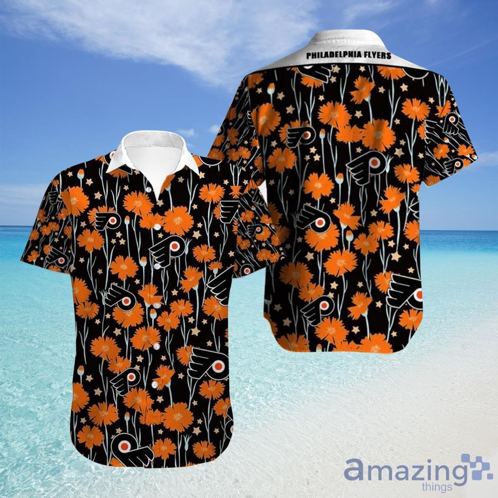 Philadelphia Flyers Hawaiian Shirt Tropical Flowers  For Fans - Philadelphia Flyers Hawaiian Shirt Tropical Flowers  For Fans