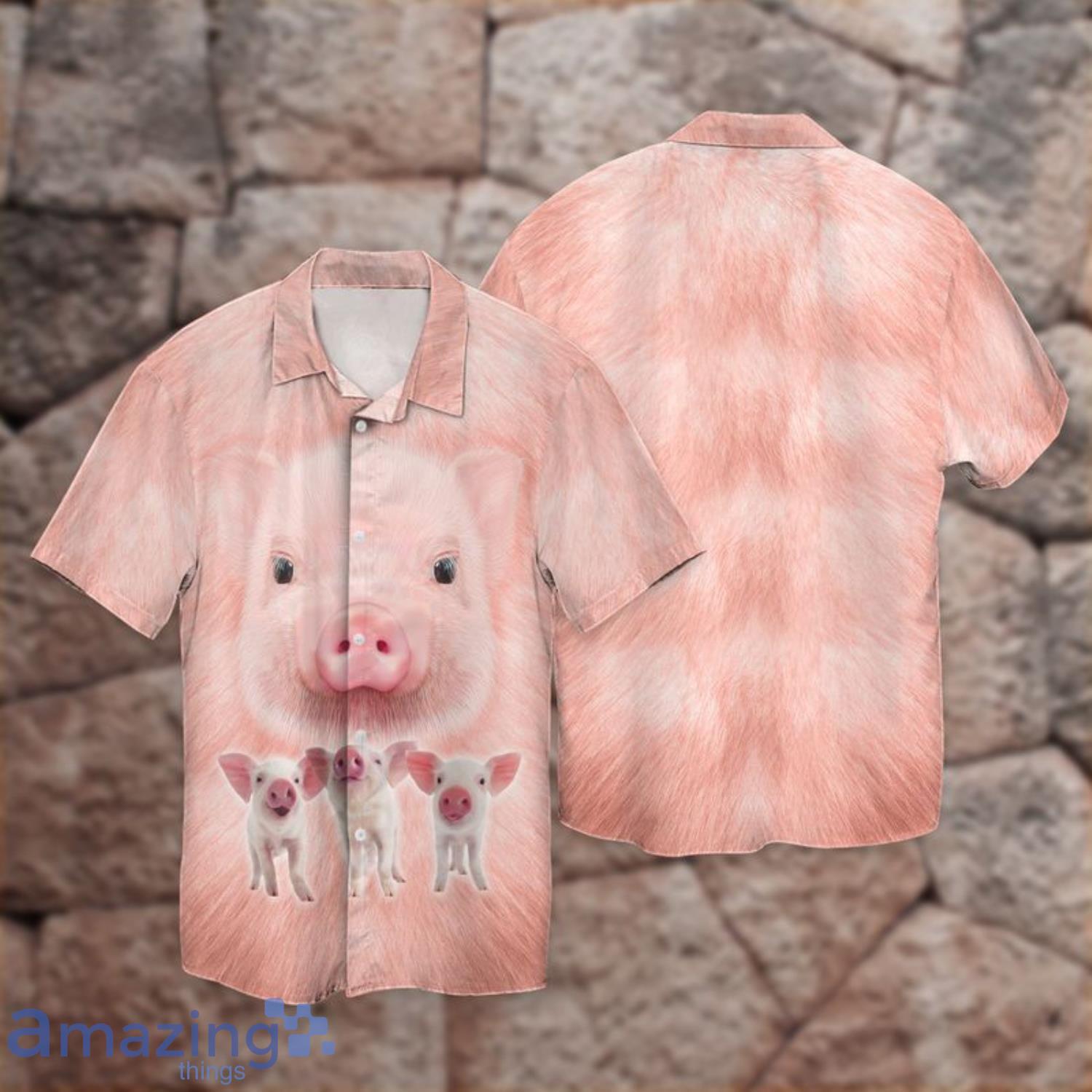 Pig Loves All Over Print Short Pink Short Sleeves Hawaiian Shirt Product Photo 1