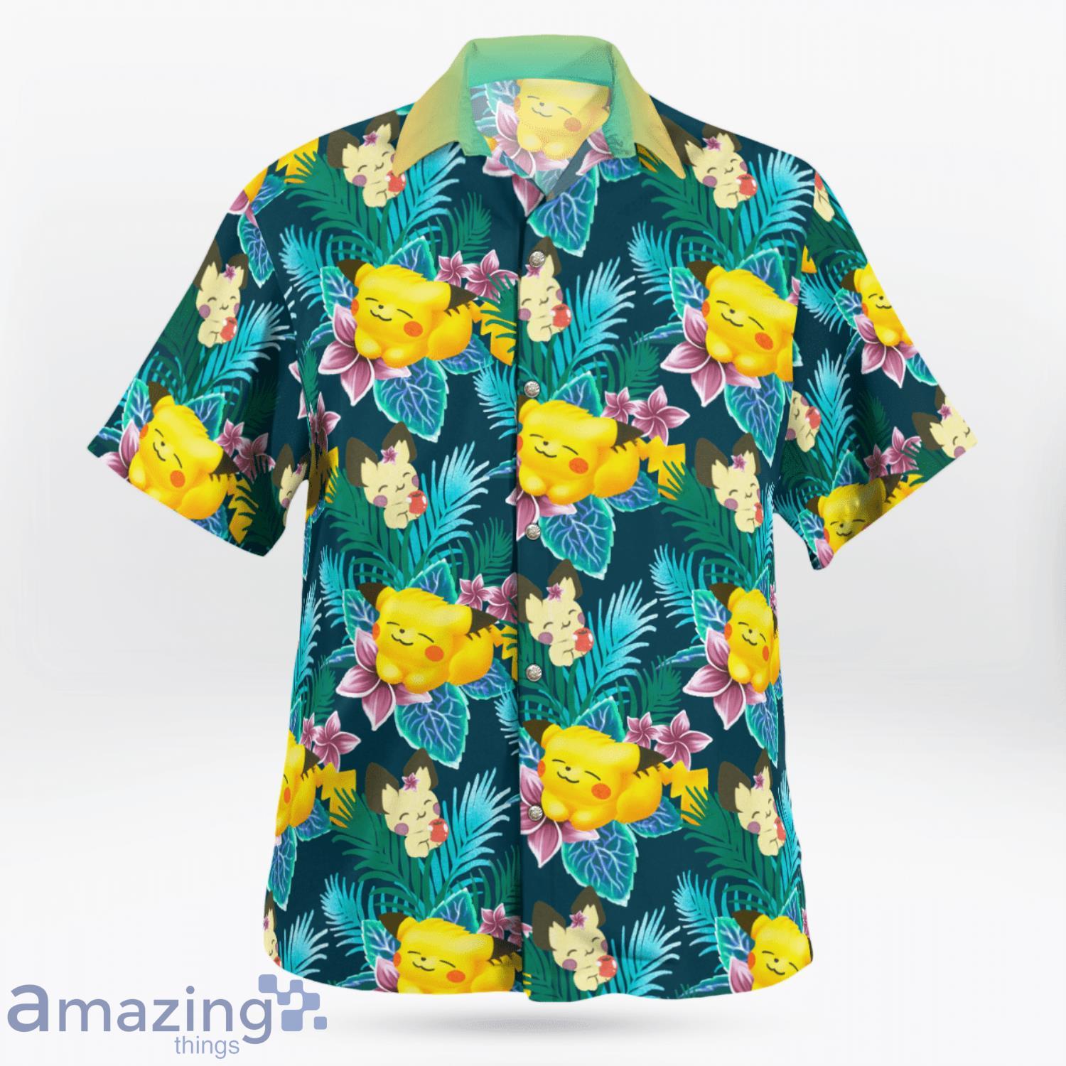 Pikachu On Summer Day Beach Pokemon Short Sleeves Hawaiian Shirt Product Photo 1