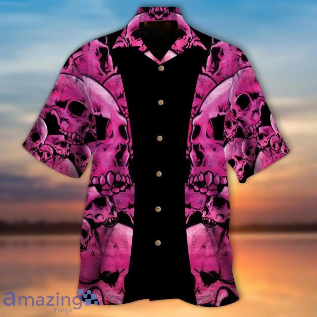 Pink Skull Black Pink Short Sleeves  Hawaii Aloha Shirt Product Photo 1