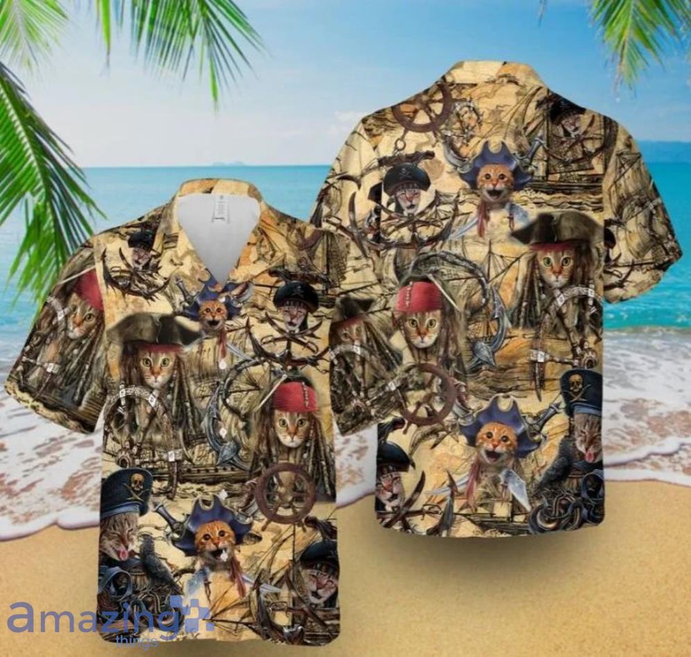 Pirate Cat Pirates Short Sleeves Hawaiian Shirt Product Photo 1