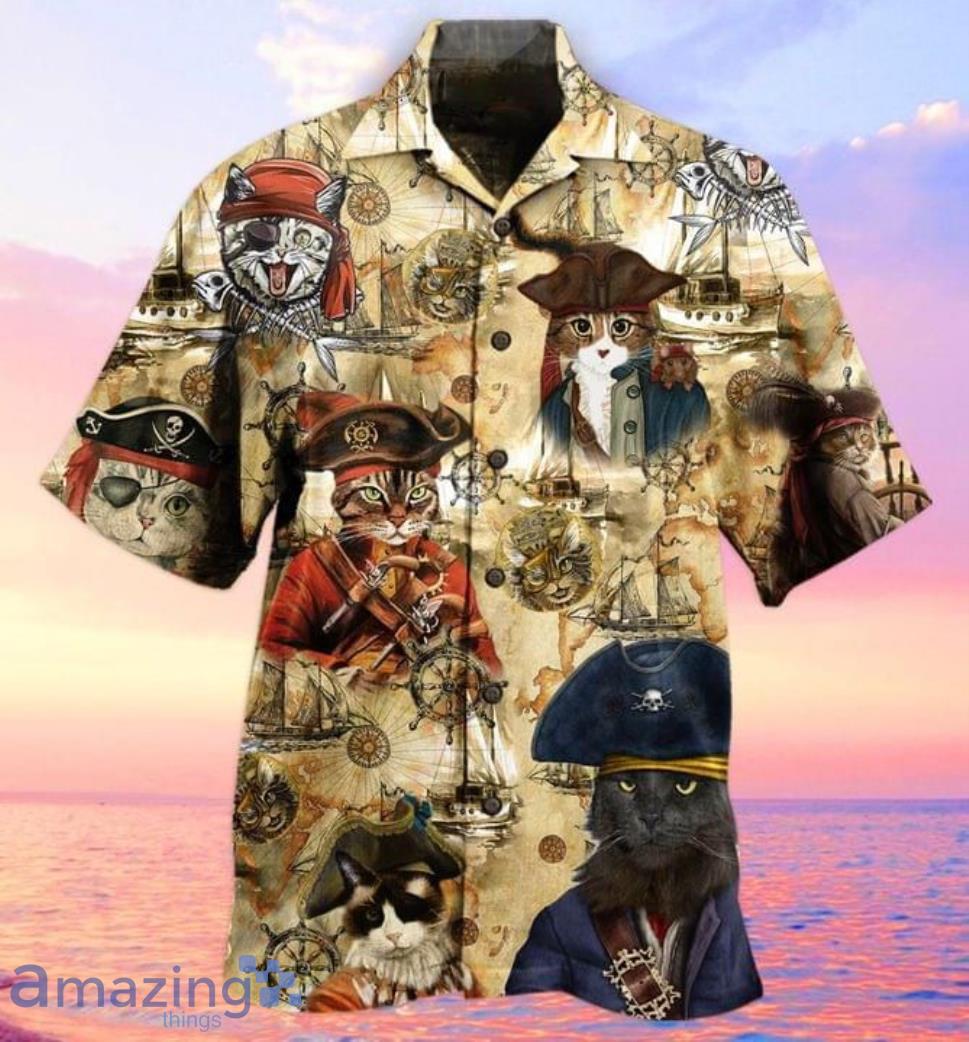 Pirate Cats Full Print Short Sleeves Hawaiian Shirt Product Photo 1