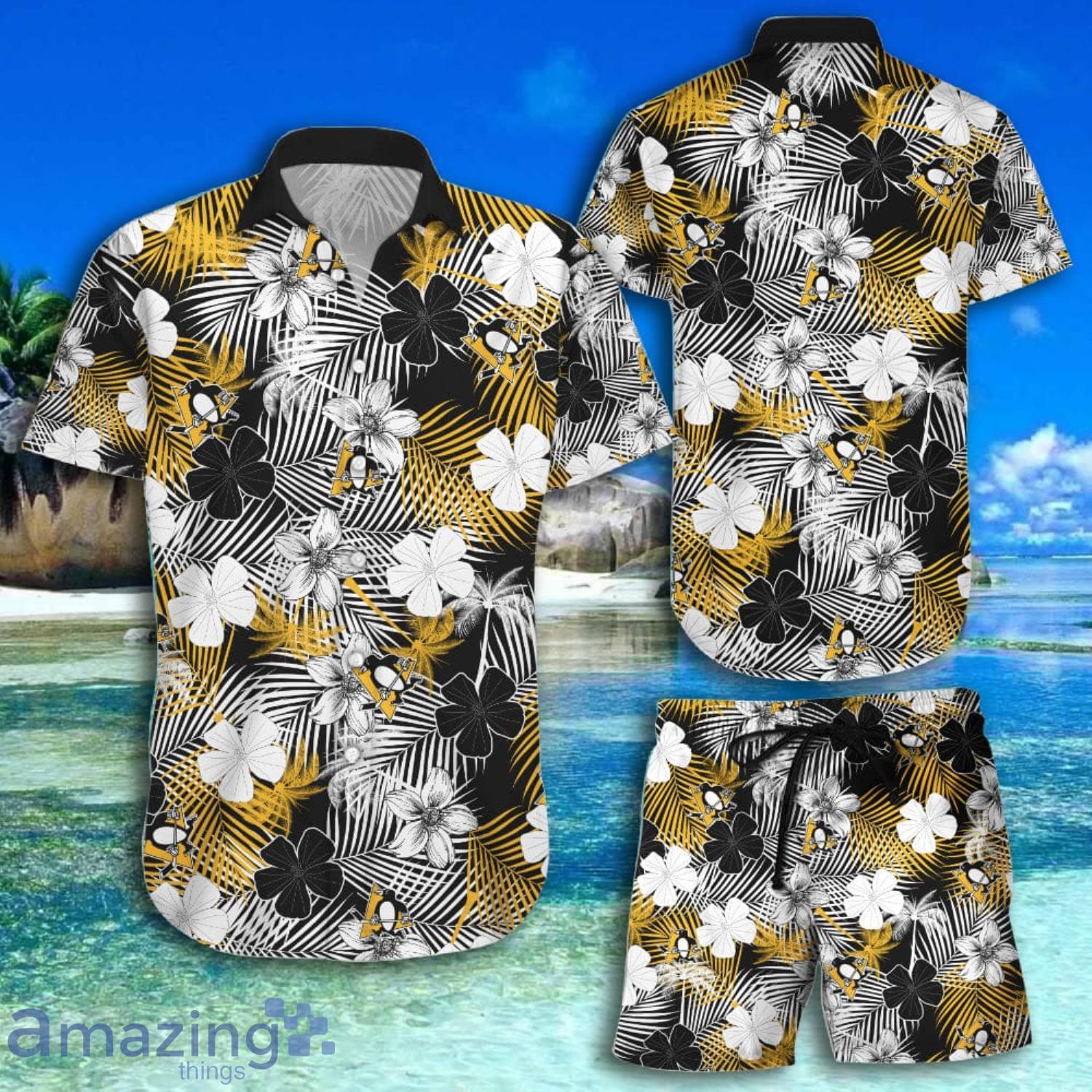 Pittsburgh-Penguins Habicus Anf Tropical Black Short Sleeve Hawaiian Shirt And Short Product Photo 1