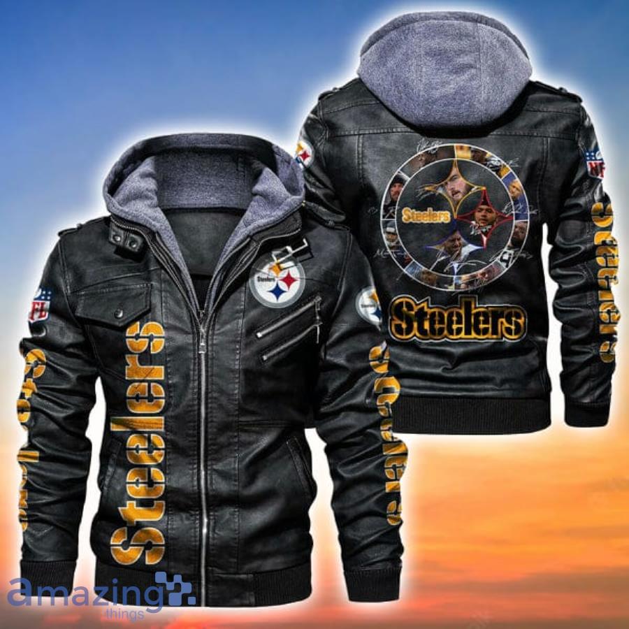 NFL Pittsburgh Steelers Leather Bomber Jacket - Maker of Jacket