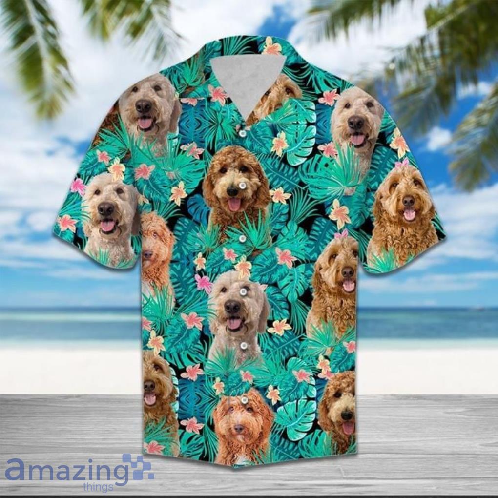 Poodle Dogs Tropical Flowers Pattern Short Sleeves Hawaiian Shirt Product Photo 1