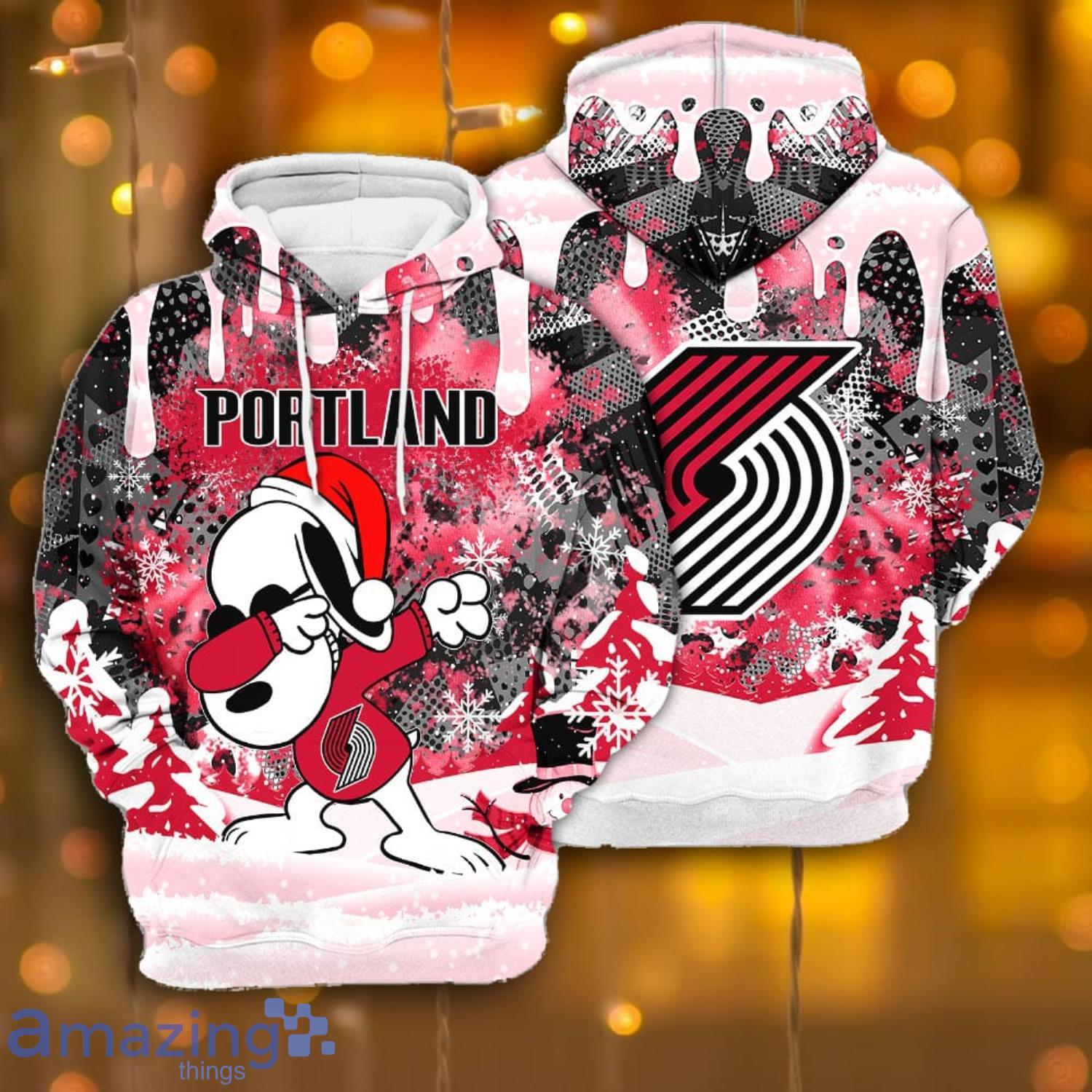 Portland Trail Blazers Snoopy Dabbing The Peanuts Sports Football American Christmas All Over Print 3D Hoodie Product Photo 1