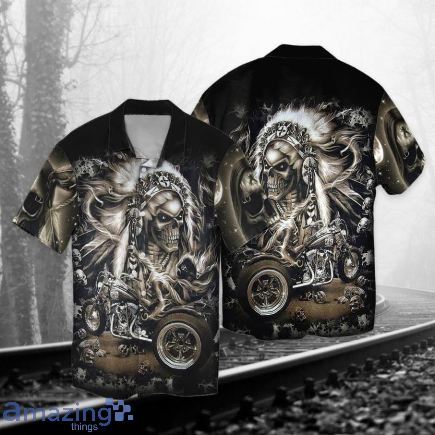 Premium Skull All Over Print Short Sleeves Hawaiian Shirt Product Photo 1 Premium Skull All Over Print Short Sleeves Hawaiian Shirt Product Photo 1