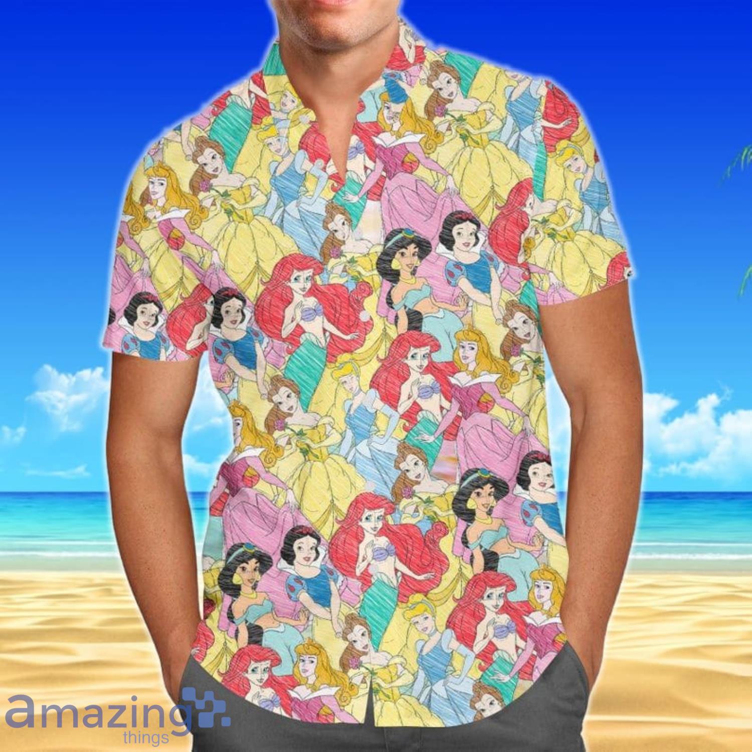 Princess Sketches Disney Short Sleeves Hawaiian Shirt Product Photo 1