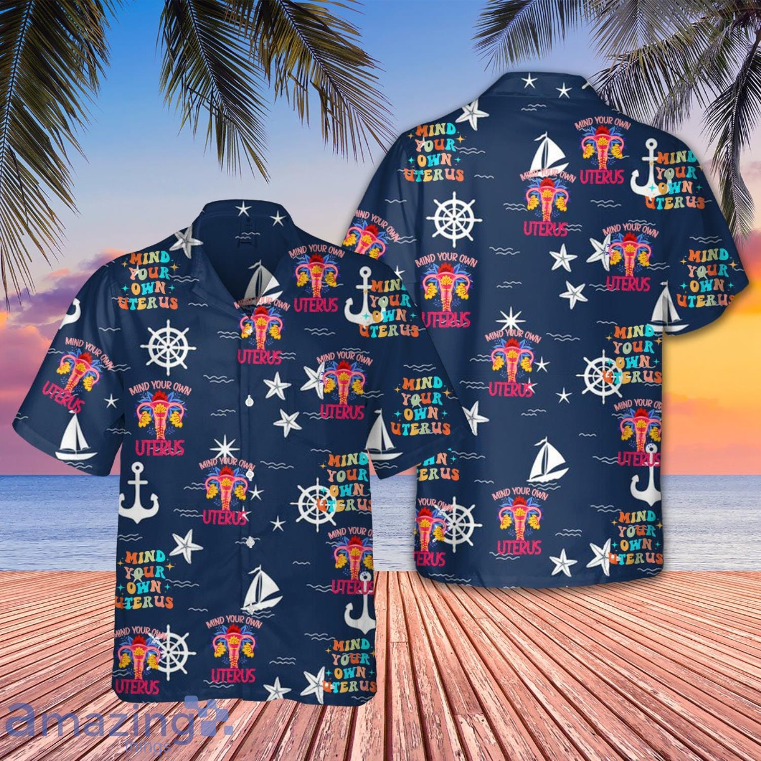 Pro Choice Mind Your Own Uterus Flower Short Sleeves Hawaiian Shirt Product Photo 1