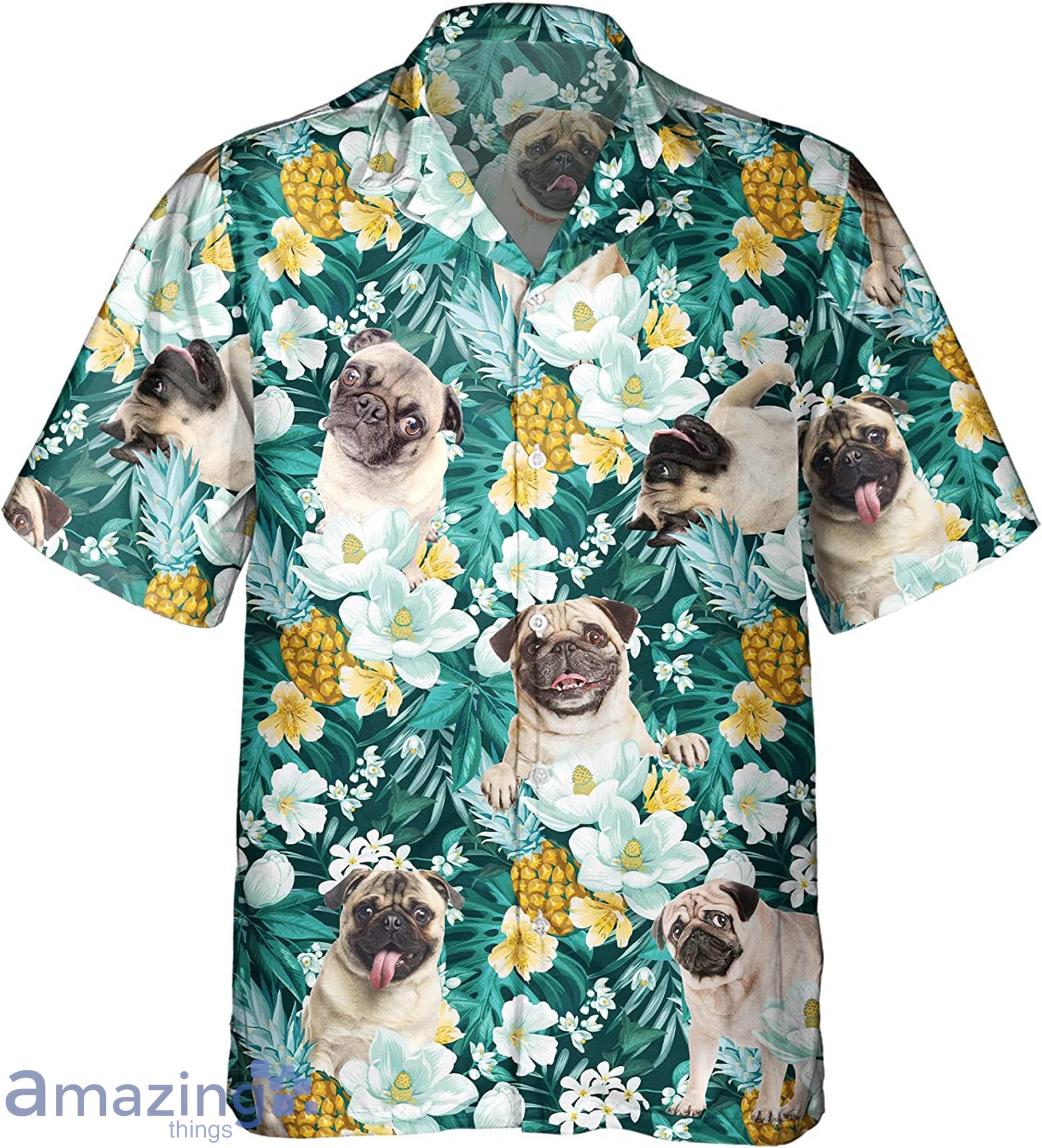 Pug Dog Pineapple Hawaiian Flower Dogowners Shirt Product Photo 1