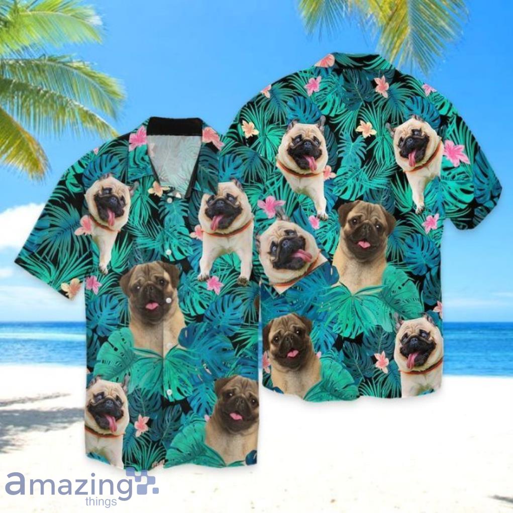 Pug Dog Tropical Short Sleeves Hawaiian Shirt Product Photo 1