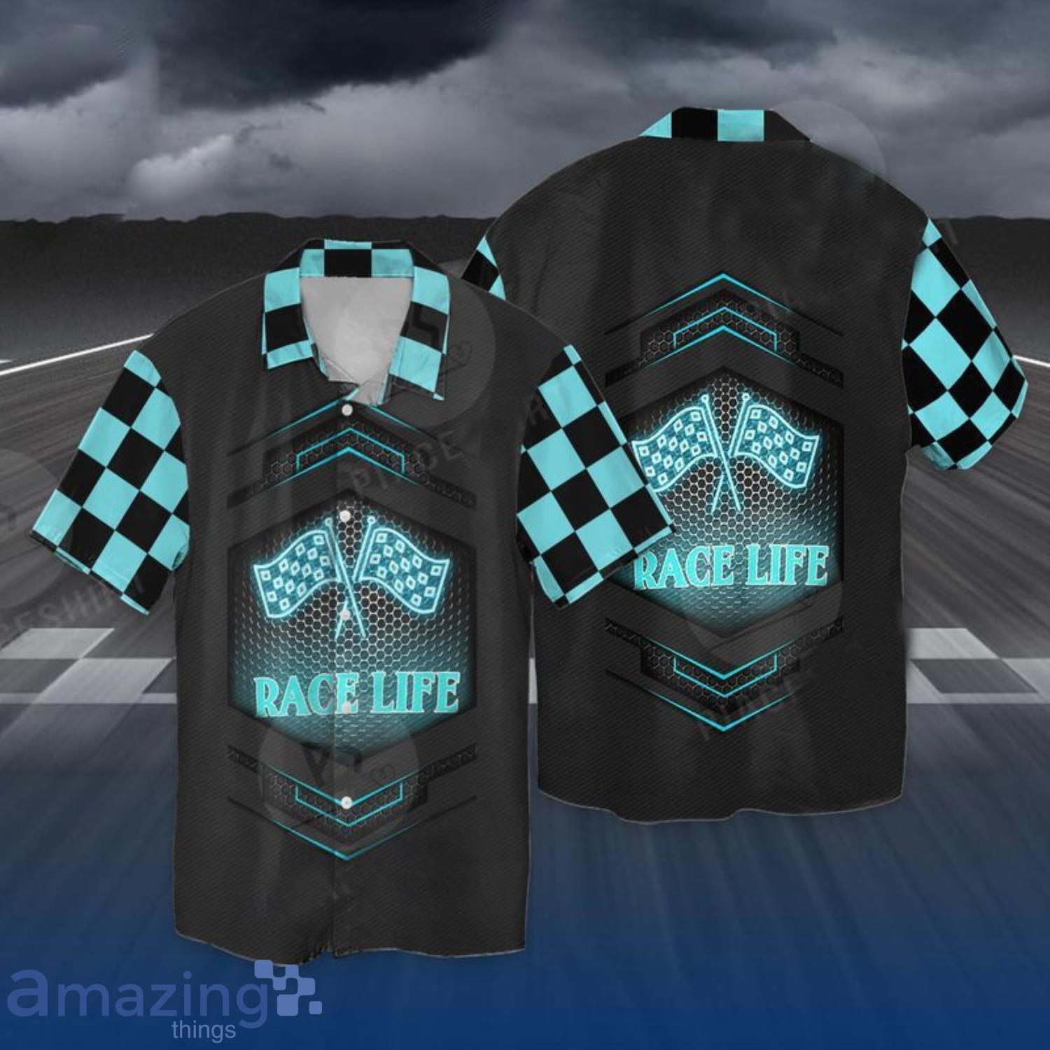 Racing Life Black Frint Short Sleeves Hawaiian Shirt Product Photo 1