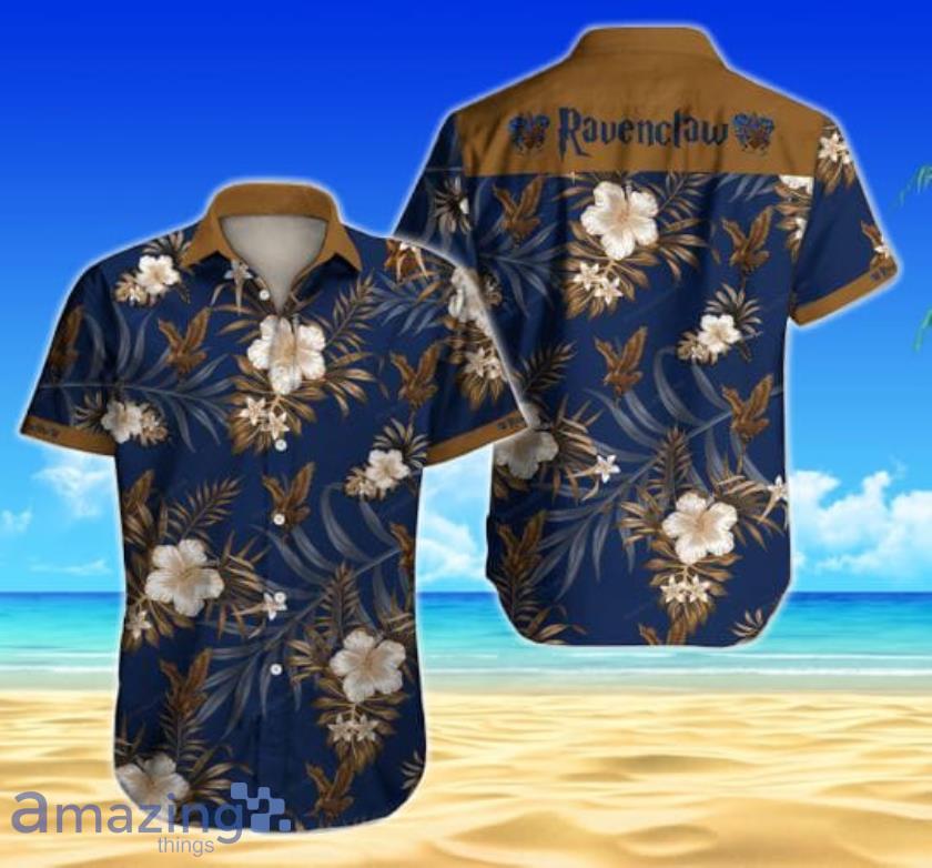 Ravenclaw Tropical Flowers Pattern Short Sleeves Hawaiian Shirt Product Photo 1
