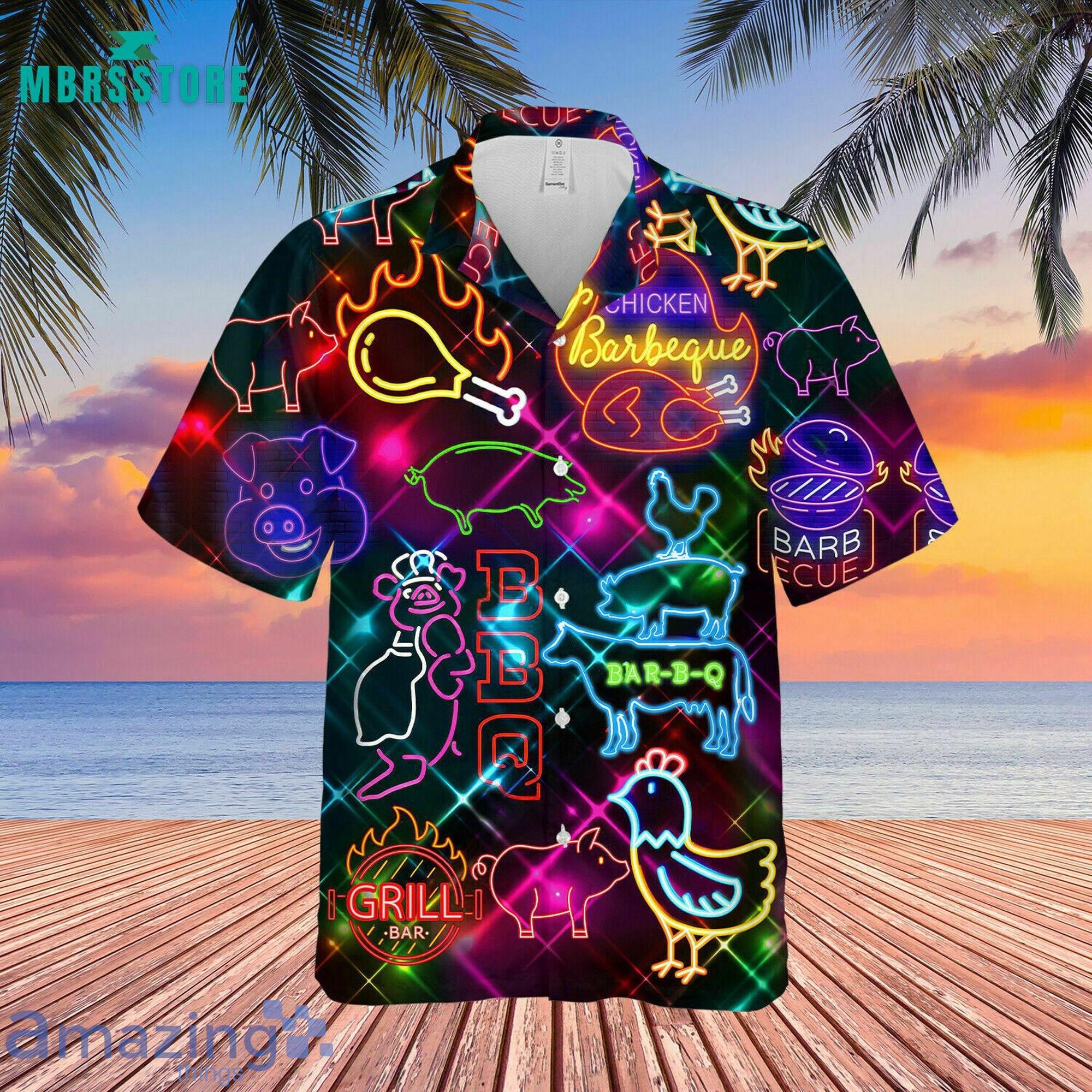 Real Men Smell Like Barbecue Summer Short Sleeves Hawaiian Shirt Product Photo 1