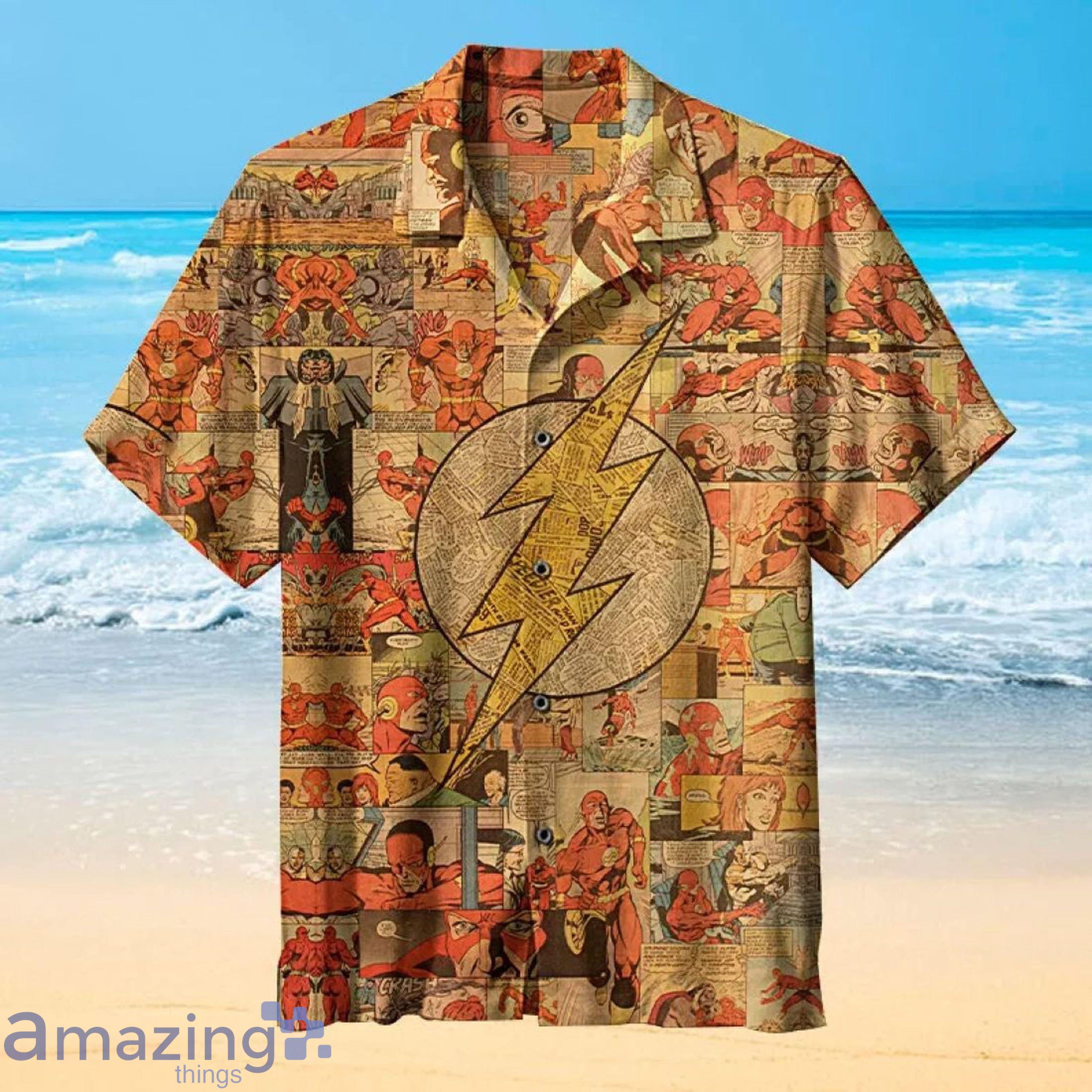 Retro Flash Logo Short Sleeves Hawaiian Shirt Product Photo 1