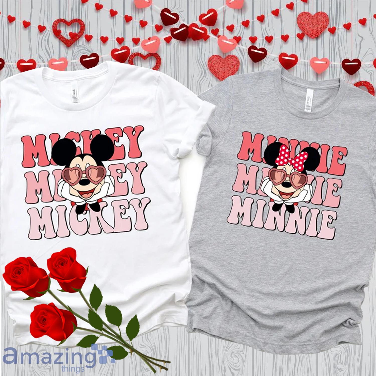 Retro Minnie & Mickey Disney Valentines Day Matching Couple Shirt - Retro Minnie & Mickey Disney Valentines Day Matching Couple Shirt