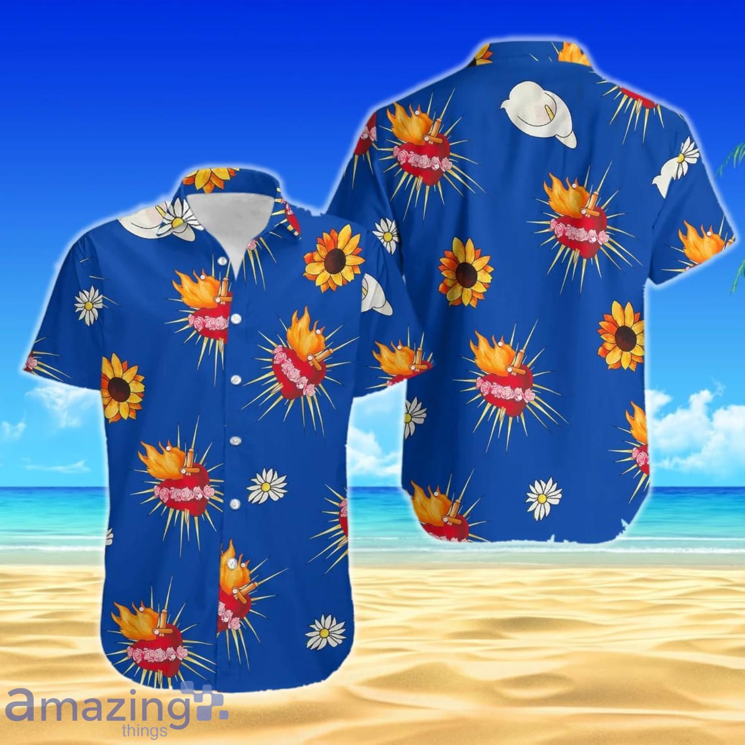 Romeo And Juliet Sacred Heart Button Up Short Sleeves Hawaiian Shirt Product Photo 1