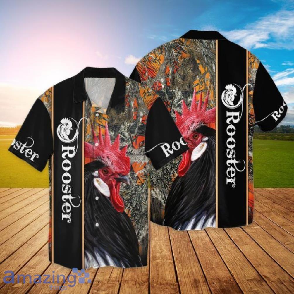 Rooster Black Frint Short Sleeves Hawaiian Shirt Product Photo 1