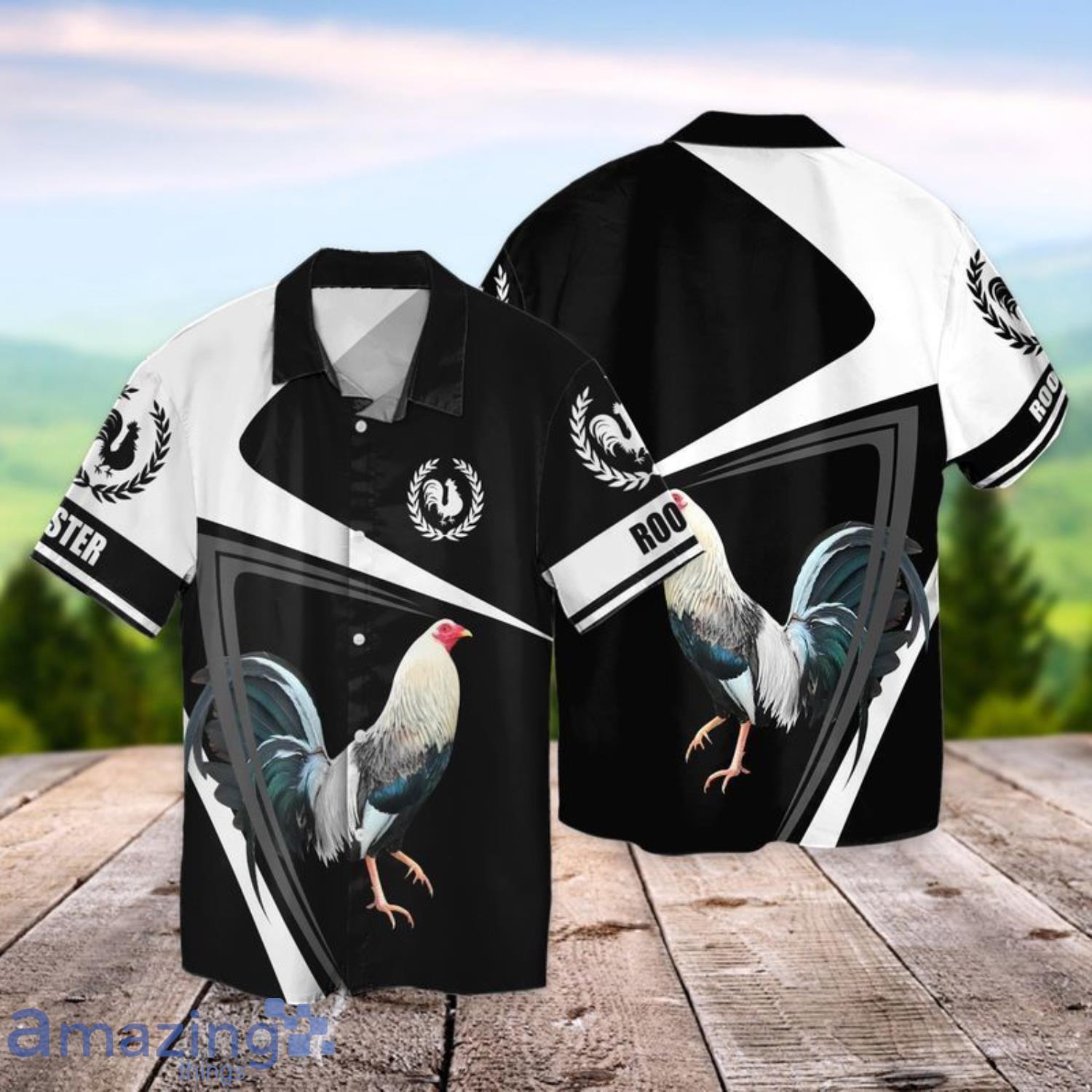 Rooter Black White Short Sleeves Hawaiian Shirt Product Photo 1