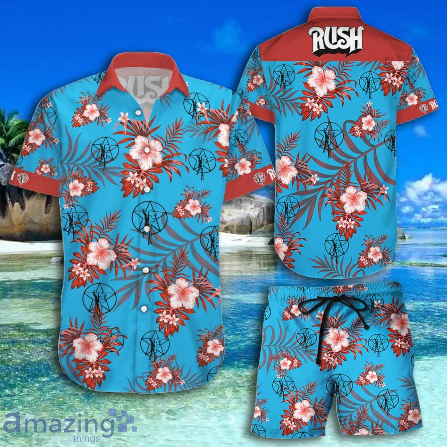 Rush Rock Music Band Tropical Blue Short Sleeve Hawaiian Shirt And Short Product Photo 1