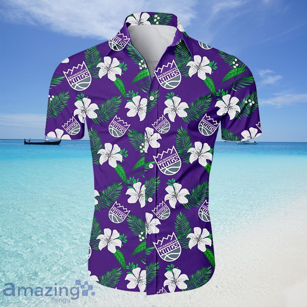 Nba Sacramento Kings Purple White Palm Trees Car Trendy Hawaiian Shirt  Aloha Shirt - Trendy Aloha