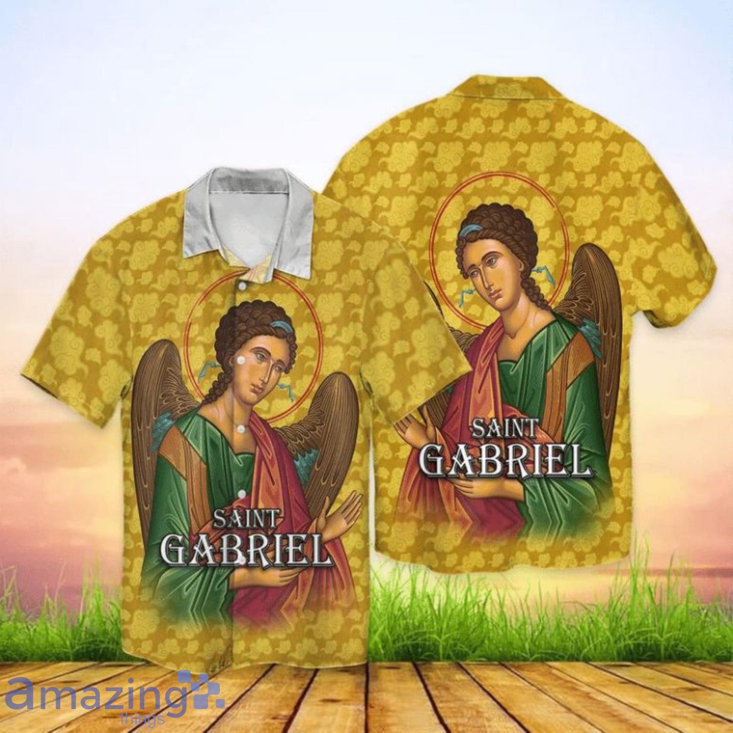 Saint Gabriel Short Sleeves Hawaiian Shirt Product Photo 1