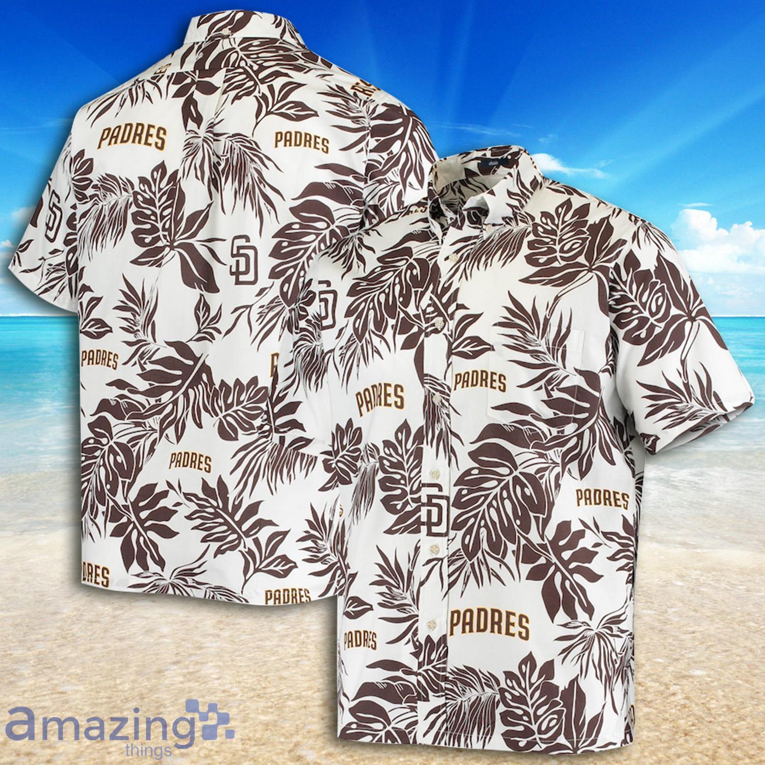 San Diego Padres Tropical Leaves Pattern Hawaiian Shirt Product Photo 1
