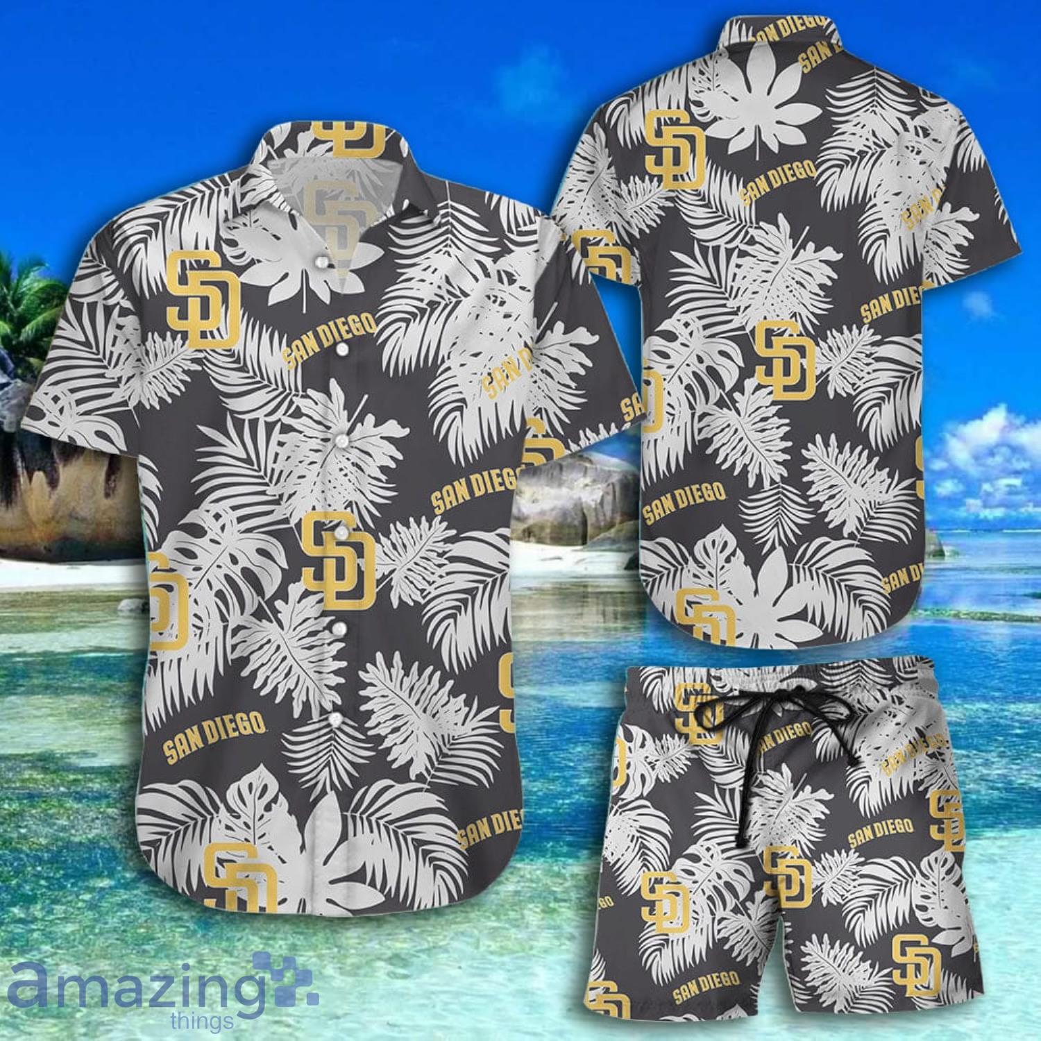 San Diego Padres White Tropical Leaves Hawaiian Shirt And Short
