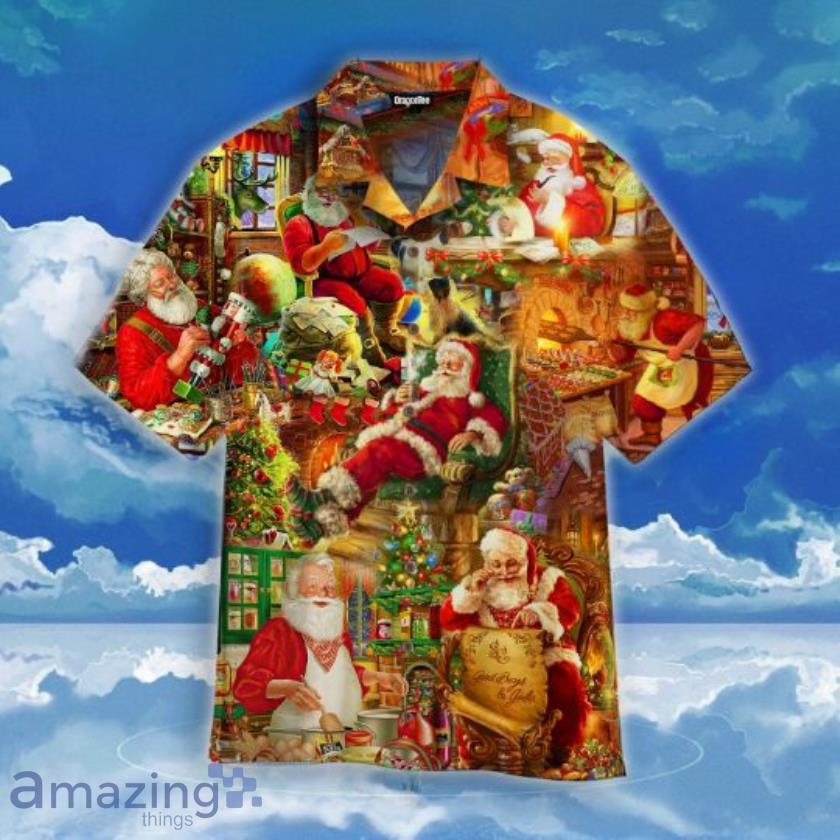 Santa Claus Christmas Summer Shirt Short Sleeves Hawaiian Shirt Product Photo 1