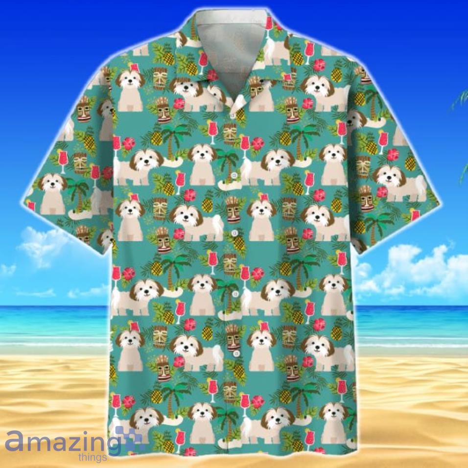 Shih Tzu Dog Animals Short Sleeves Hawaiian Shirt Product Photo 1