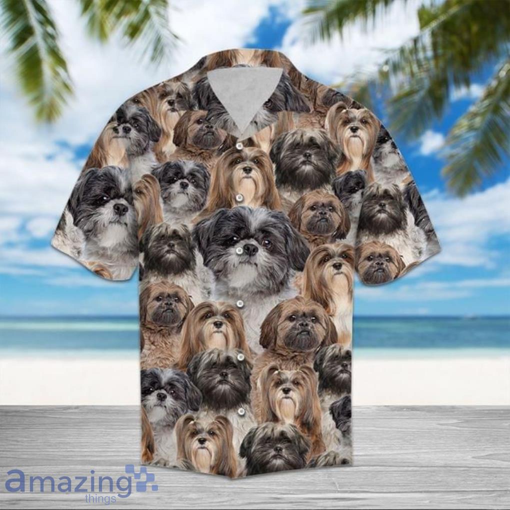 Shih Tzu Dogs Short Sleeves Hawaiian Shirt Product Photo 1