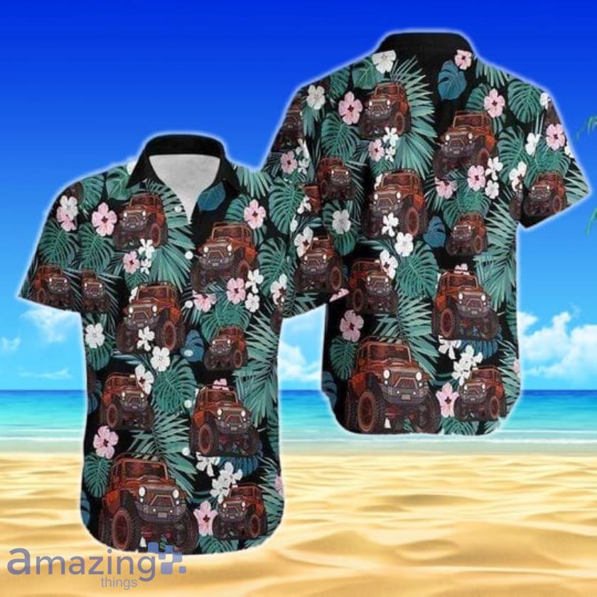 Simple Ukulele Floral Short Sleeves Hawaiian Shirt Product Photo 1