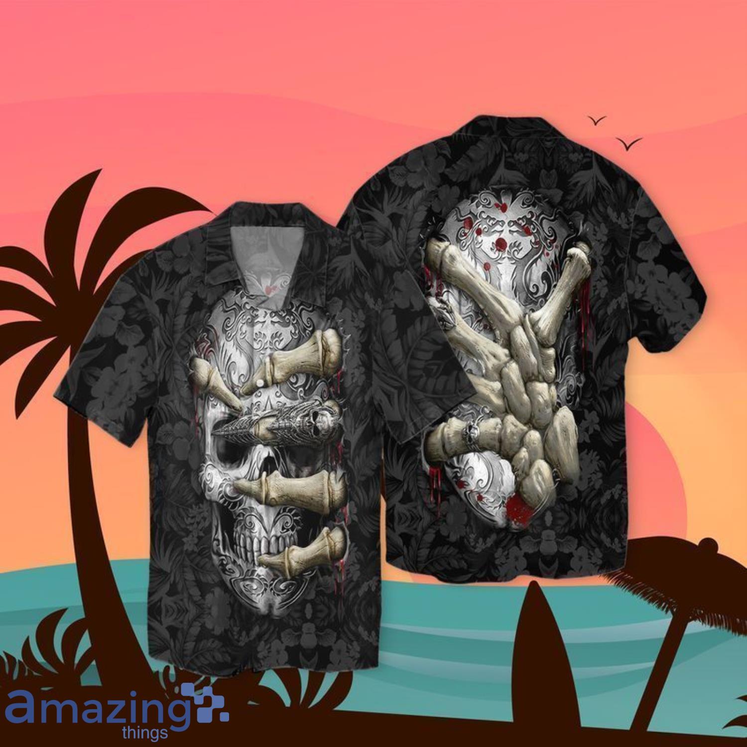 Skeleton 2 Short Sleeves Hawaiian Shirt Product Photo 1