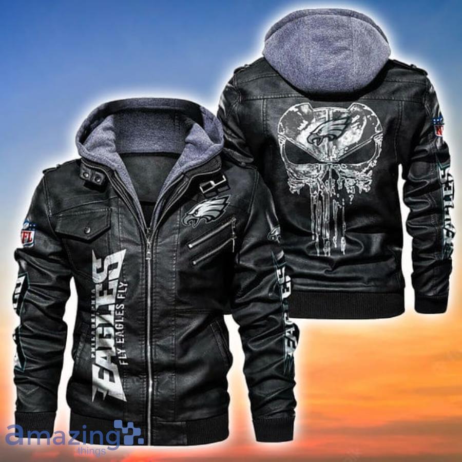 Skull Symbol Philadelphia Eagles NFL Leather Jacket