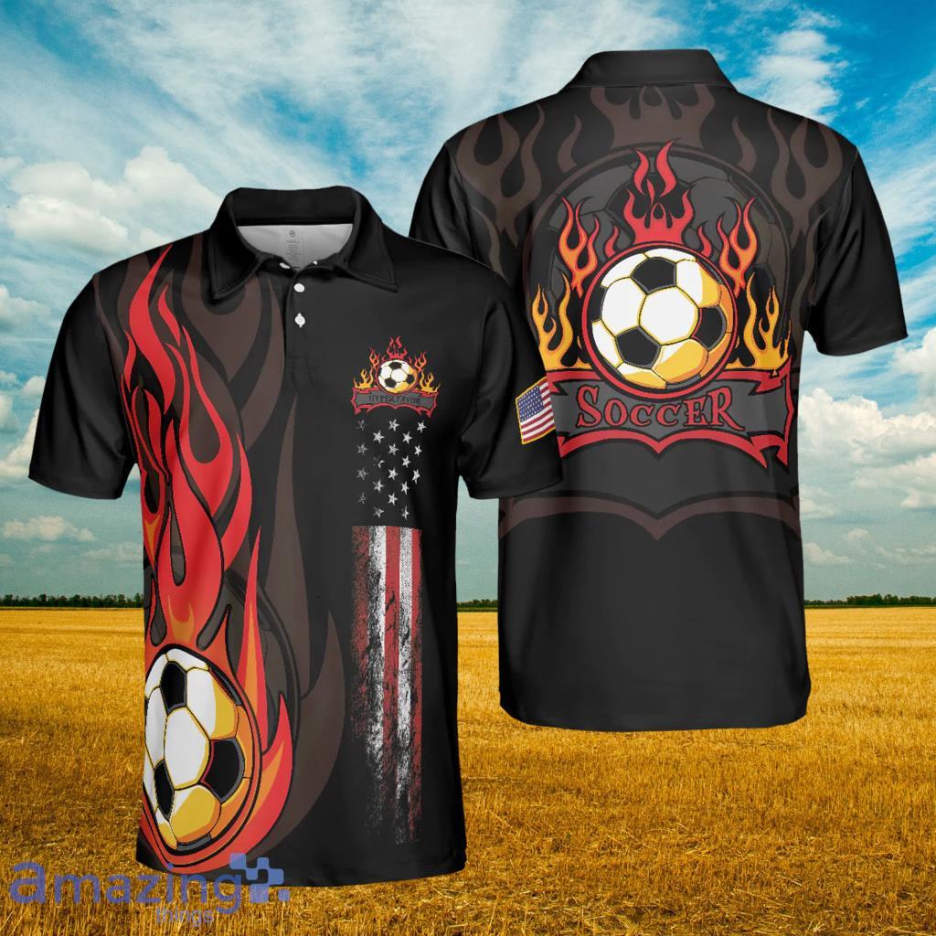 Soccer Flame Short Sleeve Black Polo Shirt - Soccer Flame Short Sleeve Black Polo Shirt Soccer Flame Short Sleeve Black Polo Shirt - Soccer Flame Short Sleeve Black Polo Shirt