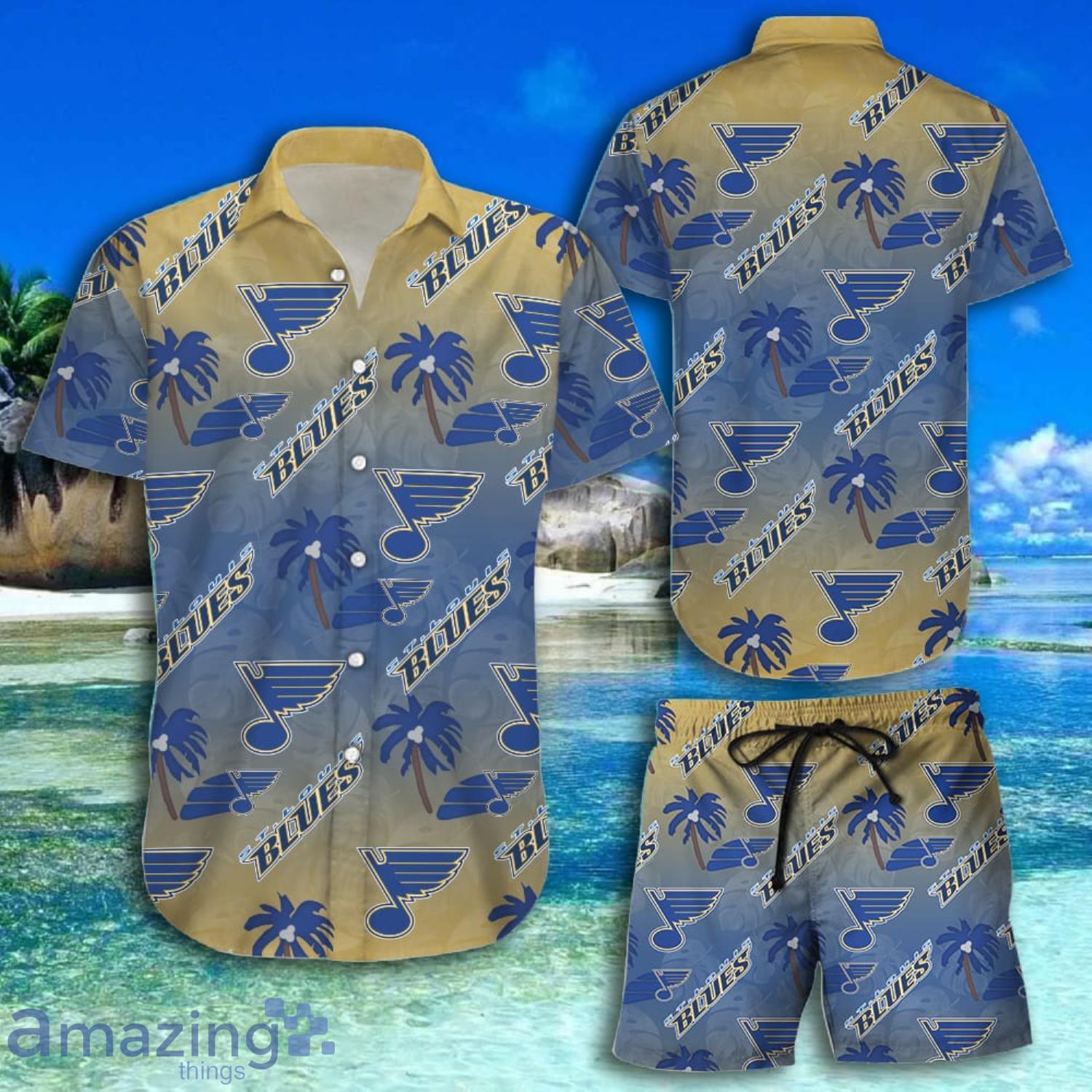 St Louis Blues Hockey Team Short Sleeve Hawaiian Shirt And Short Product Photo 1