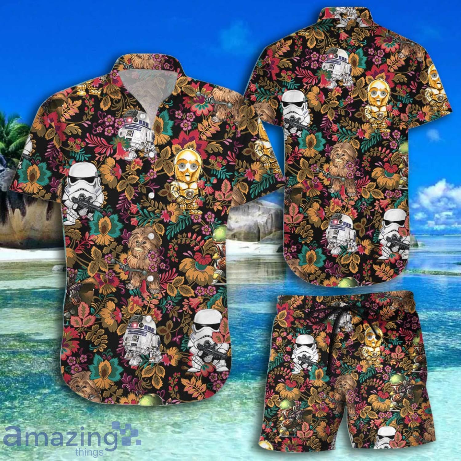 Star Wars Floral Pattern Short Sleeve Hawaiian Shirt And Short Product Photo 1