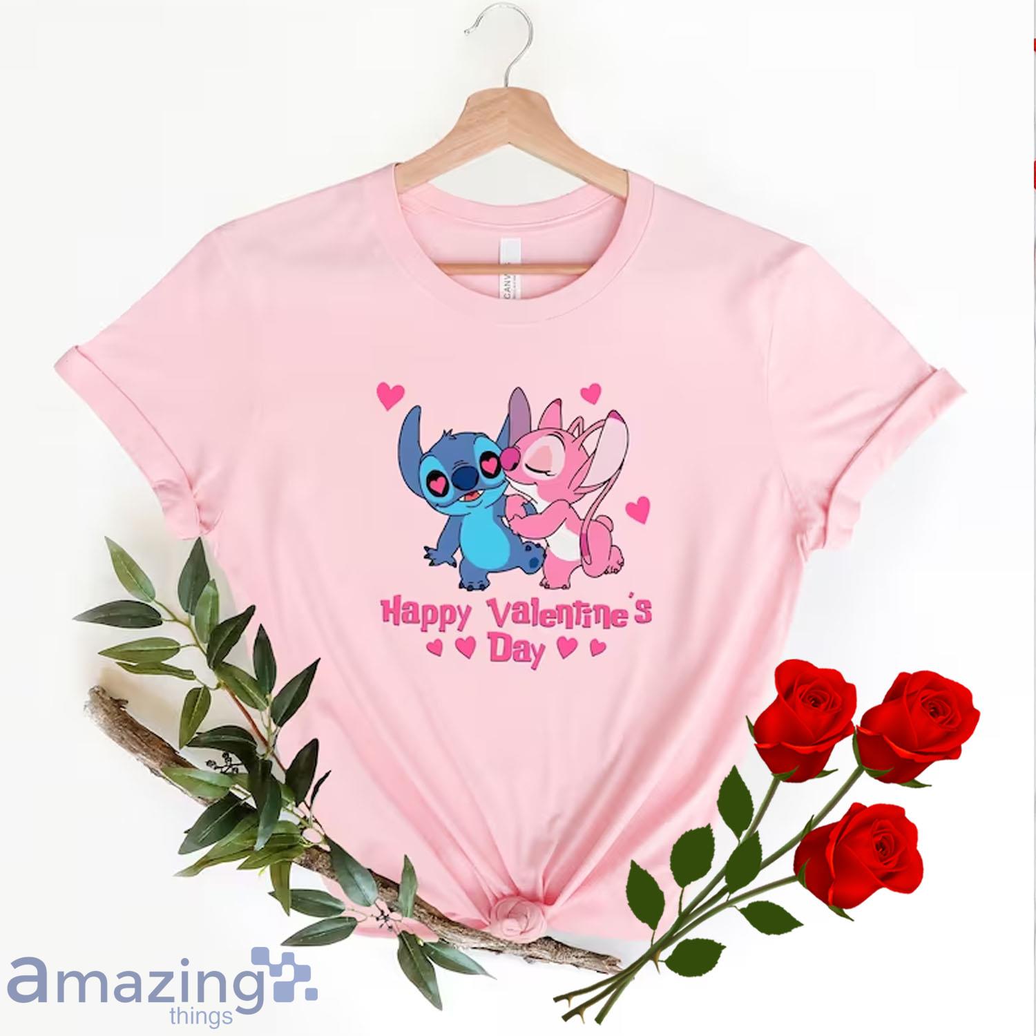 Stitch and Angel Disney Valentines Day Matching Couple Shirt - Stitch and Angel Disney Valentines Day Matching Couple Shirt