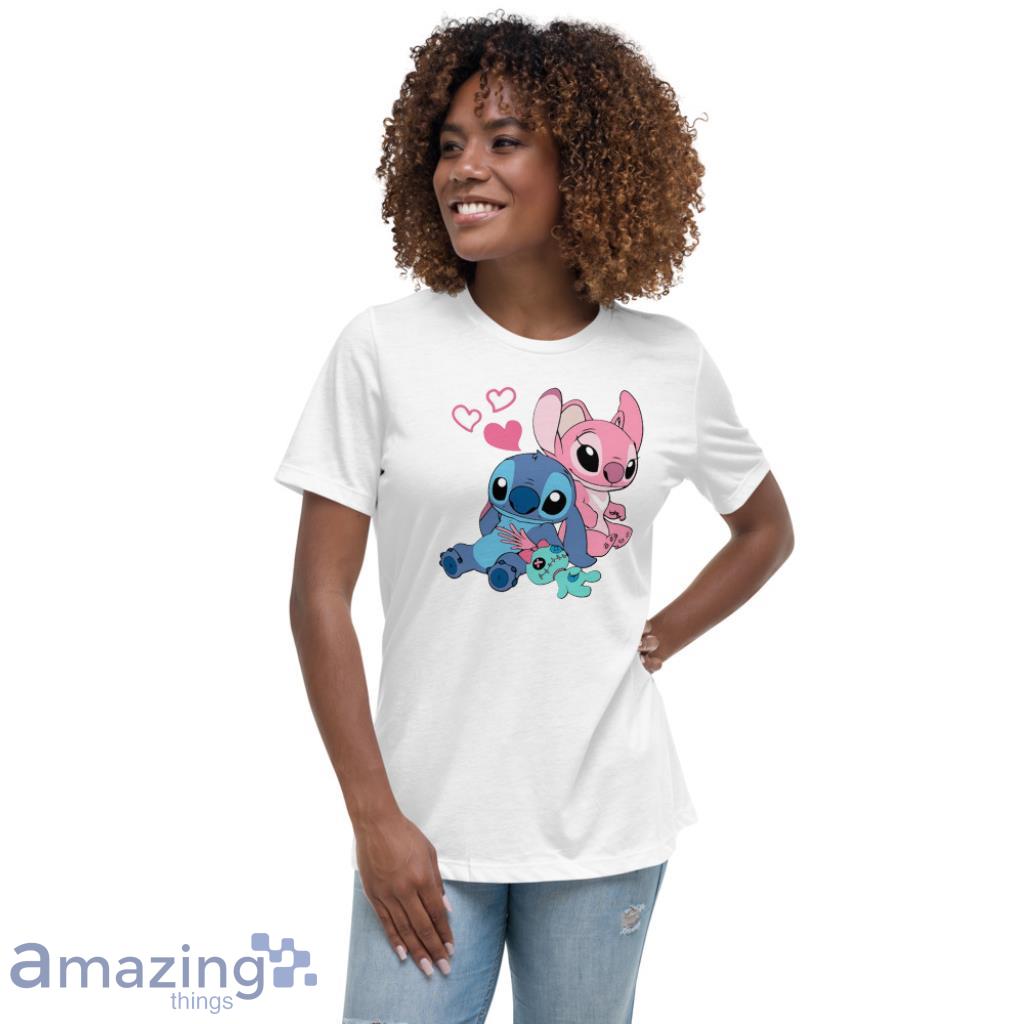 Stitch And Angel Shirt DisneyValentine's Day Shirt image Stitch And Angel Shirt DisneyValentines Day Shirt - Womens Relaxed Short Sleeve Jersey Tee
