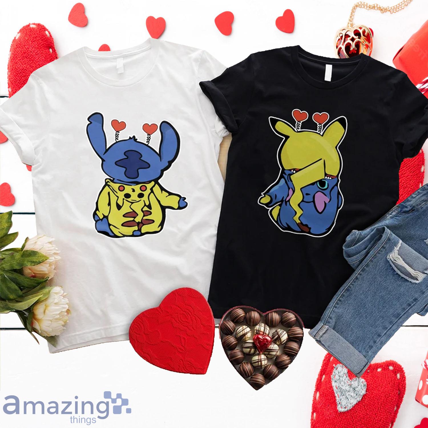 Stitch And Pikachu Valentine Couple Matching Shirt - Stitch And Pikachu Valentine Couple Matching Shirt