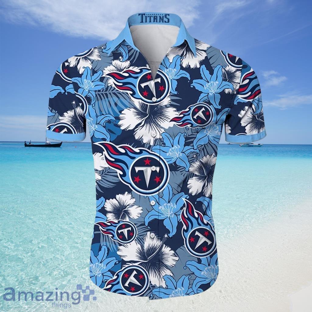 Tennessee Titans Hawaiian Shirt Tropical Flower  For Fans - Tennessee Titans Hawaiian Shirt Tropical Flower  For Fans
