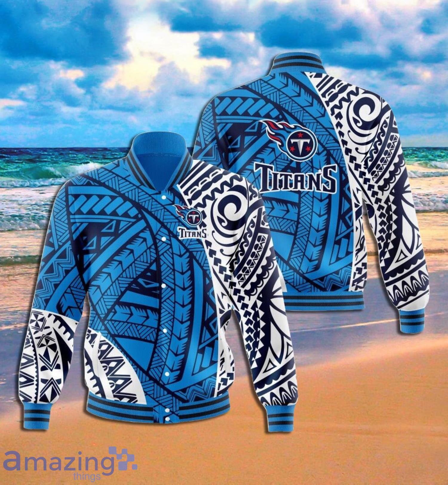 Tennessee Titans Polynesian Pattern Full Print Baseball Jacket Product Photo 1