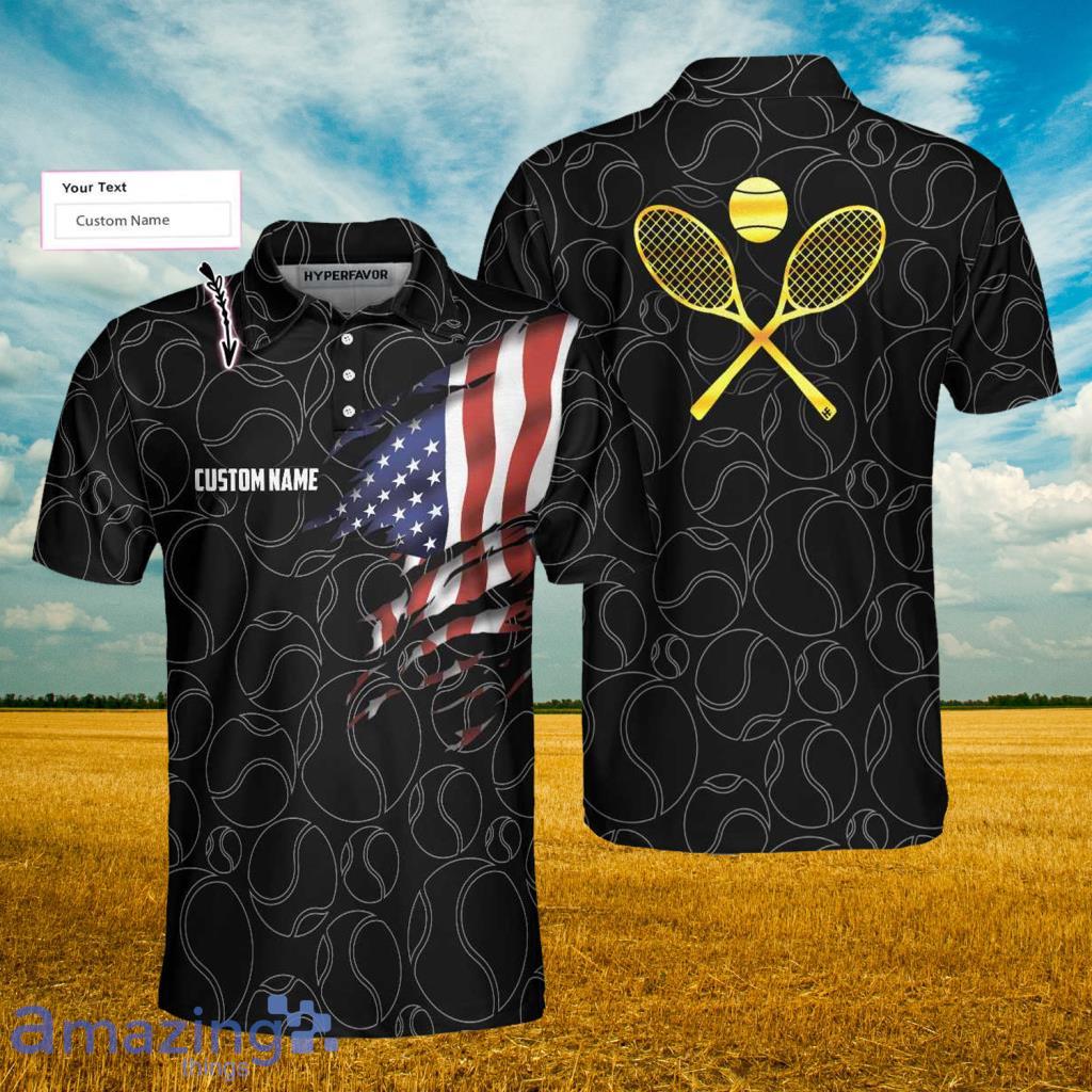 Tennis American Flag Custom Polo Shirt - Tennis American Flag Custom Polo Shirt